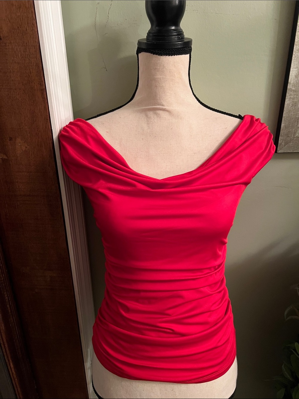 Women’s One-Shoulder Ruched Dress Top in Vibrant Red